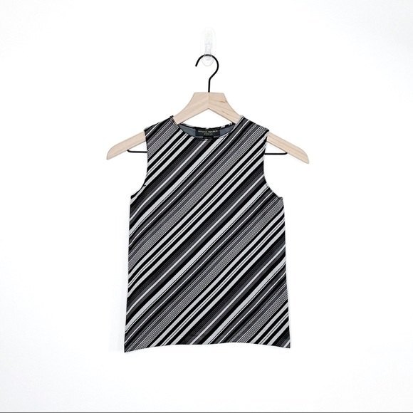 BANANA REPUBLIC Small Tank Top Shell Stretch Bias Stripe Italian Made in Italy - Picture 2 of 13